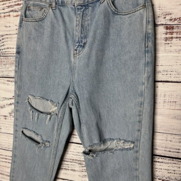 Jeans High Waist Rise Skinny Distressed Wash Light Blue 30 - Picture 4 of 5